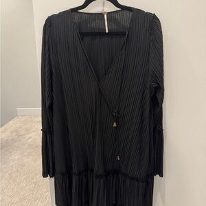 Free People Black Pleated Mini Dress